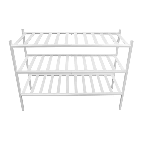 Opbevaringsreol - Badeværelseshylde/Skoreol 3 niveauer - Bambus - Fritstående, ikke foldbar - 5 kg pr. hylde, 15 kg total - Hvid