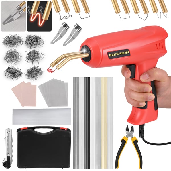 Muovihitsauslaite puskureille - Hot Stapler korjaussarja - 200 W - Auton muoviosille - Niitit mukana - CE-sertifioitu - Punainen Muovihitsauslaite puskureille - Hot Stapler korjaussarja - 200 W - Auton muoviosille - Niitit mukana - CE-sertifioitu - Punainen