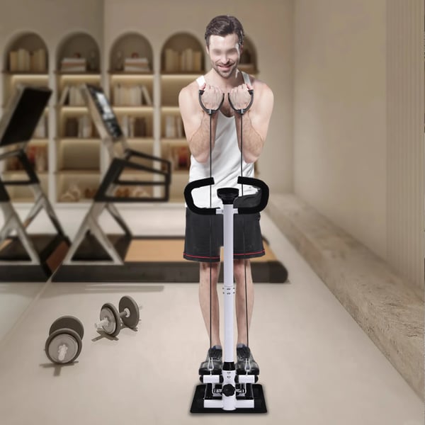 Steppilaite - Fitness Stepperi - Kahvoilla - Vastuskuminauhat - Enintään 150 kg - Kuntotreeni - Kotiin ja toimistoon - Musta