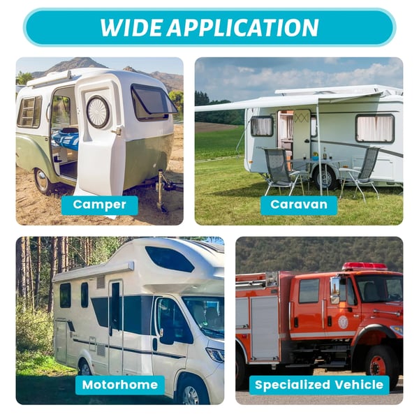 Campingvogn/Autocamper - Tophængt udadgående vindue - Dobbeltglas - Ventilationsluge - 450 x 500 mm - Rød