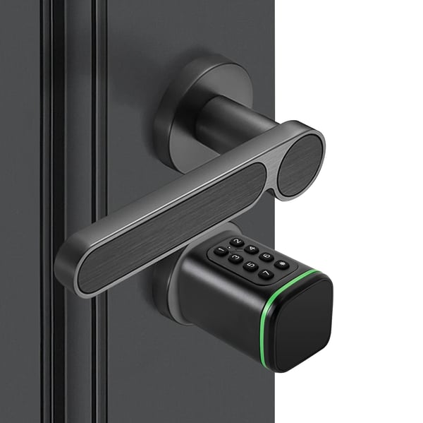 Smart låsecylinder til dør - Låsecylinder 60 mm - App, kode, nøglekort, nøgle - 100 koder/100 kort - IP5X - Til dørtykkelse 35–45 mm - Sort