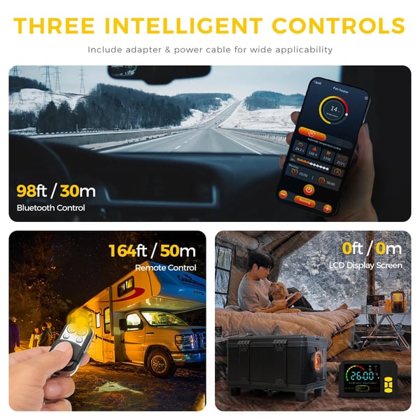 Diesel-ilmalämmitin työkalulaatikko - A2200BS - 8 kW - 12V/24V & AC 110–240 V - Bluetooth & kaukosäädin - Vakiolämpö & tuuletus - 20–25 m² - Musta