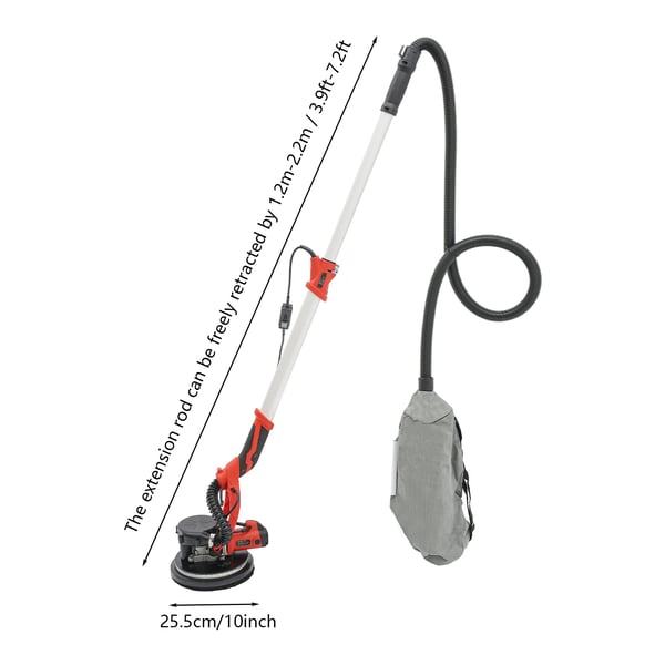Sähköinen seinähiomakone - Kipsilevyhiomakone - 750 W - 800–1800 rpm - Säädettävä nopeus - LED-valo - Kittaukseen - Punainen