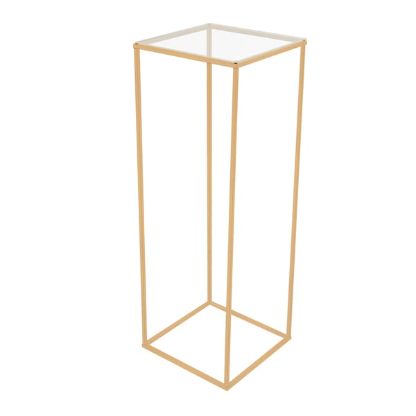 Metall blomsterställ - Blomsterpelare - Rektangulär - Höjd 80 cm - Bas 28×28 cm - Fristående - Max 5 kg - Guld