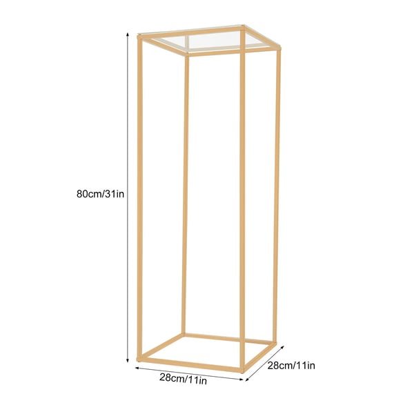 Metallinen kukkateline - Kukkajalusta - Suorakulmainen - Korkeus 80 cm - Pohja 28×28 cm - Vapaasti seisova - Max 5 kg - Kulta