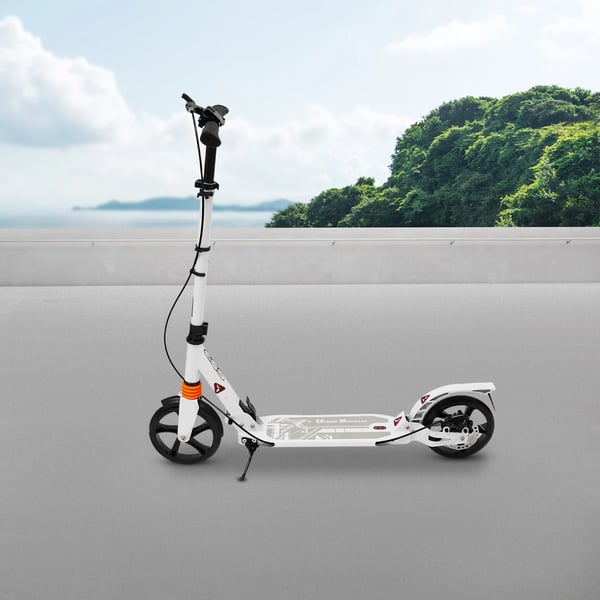 Løbehjul til voksne - Kick Scooter - Sammenklappeligt - Bæreevne 100 kg - Justerbar højde 91–107 cm - PU-hjul - Hvid