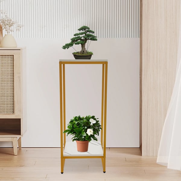 Planteholder - Blomsterstander med 2 niveauer - Metal - Højde 76 cm - Str. L - Guld