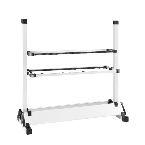 Stangstativ til fiskestænger - Fritstående stangholder - Aluminiumlegering - Kapacitet 24 stænger - Spor Ø 4,5 cm - Mål 71,5×31×70 cm - Hvid