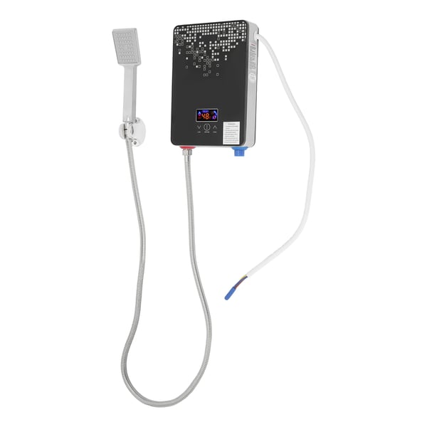Vandvarmer - Elektrisk med håndbruser - 6500 W - Temperatur 30–55 °C - AC - CE-godkendt - Sort