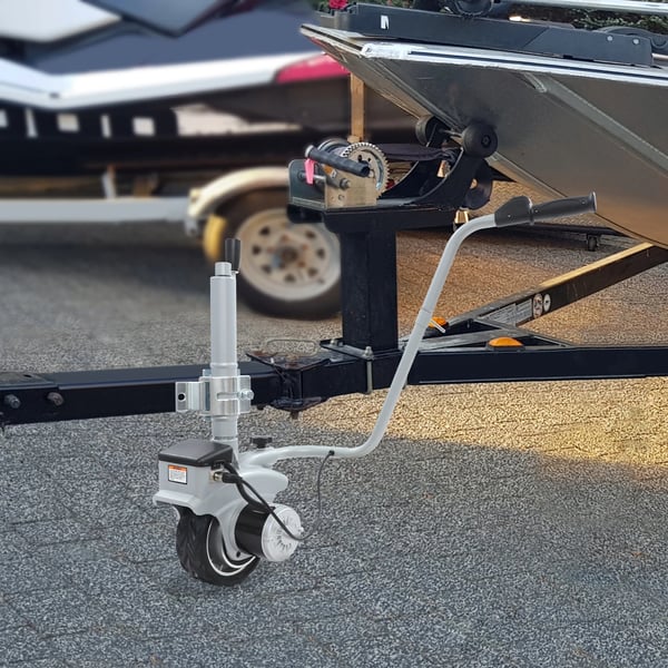 Sähköinen aisapyörä - Trailerin tukipyörä - 12V - 350W - Kantavuus 2270 kg - Pyöräkuorma 272 kg - Kaltevuus 5° - Peräkärry ja asuntovaunu - Musta