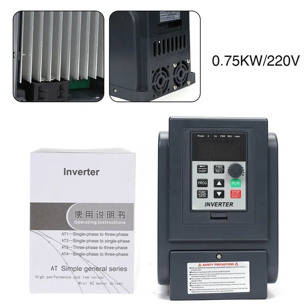 Taajuusmuuttaja VFD - AC-invertteri - Yksivaihe 220 V - 0,75 kW - 5 A - V/F avoin silmukka, PWM-ohjaus - EU-pistoke - Musta
