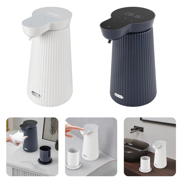 Berøringsfri Sæbedispenser - Automatisk Skumdispenser - Elektrisk - 500 ml Tank - Sensor 3–6 cm - 0,25 s Dosering - 2 t Opladning - Elfenbenshvid