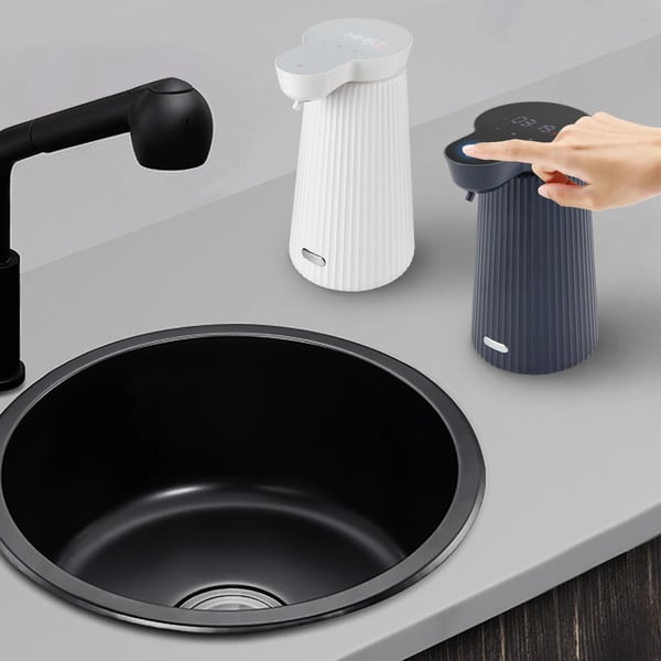 Berøringsfri Sæbedispenser - Automatisk Skumdispenser - Elektrisk - 500 ml Tank - Sensor 3–6 cm - 0,25 s Dosering - 2 t Opladning - Elfenbenshvid
