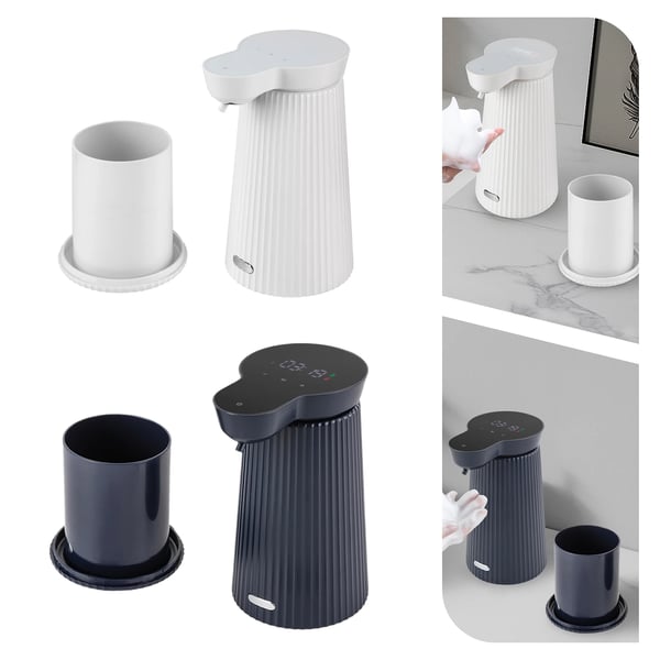 Berøringsfri Sæbedispenser - Automatisk Skumdispenser - Elektrisk - 500 ml Tank - Sensor 3–6 cm - 0,25 s Dosering - 2 t Opladning - Elfenbenshvid