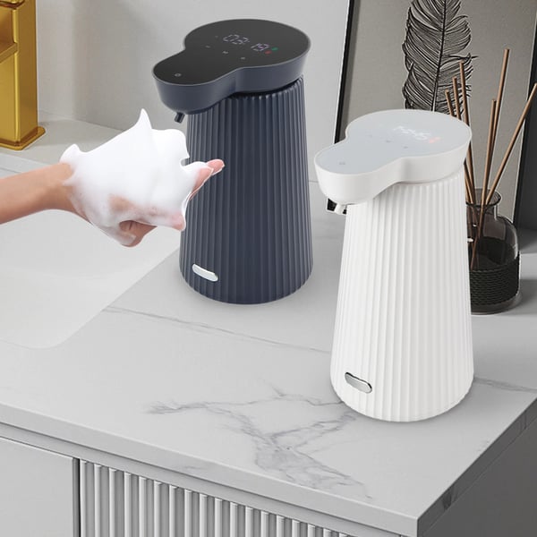 Berøringsfri Sæbedispenser - Automatisk Skumdispenser - Elektrisk - 500 ml Tank - Sensor 3–6 cm - 0,25 s Dosering - 2 t Opladning - Elfenbenshvid