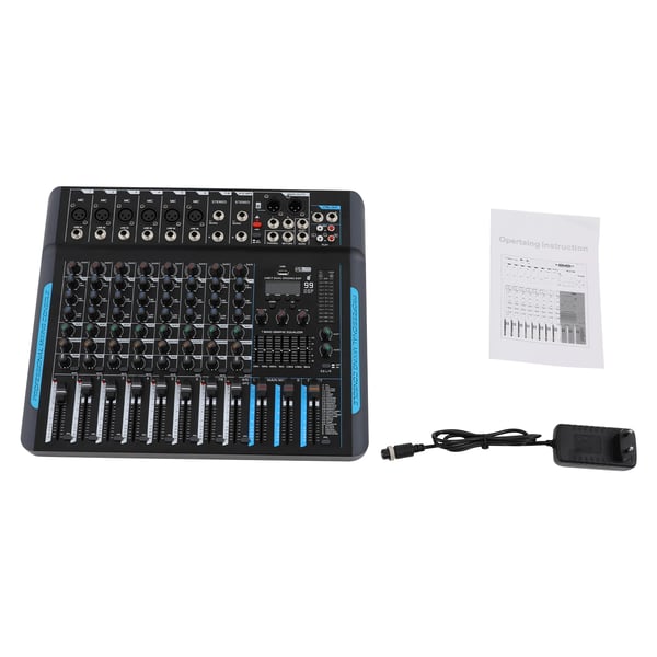 Lydmixer - 10-kanals Mixerpult - Stereo - HD-skærm - Bluetooth - Professionel - Sort