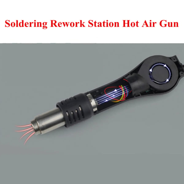 Varmeluft lodde/rework-station - 858D - Digital - Justerbar temperatur og luftstrøm - Børsteløs blæser - 220 V - Med kabel