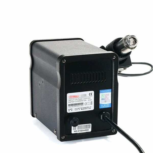 Varmeluft lodde/rework-station - 858D - Digital - Justerbar temperatur og luftstrøm - Børsteløs blæser - 220 V - Med kabel