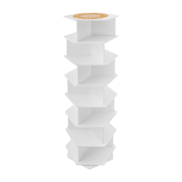 Skoreol - Skotårn - 7 hylder - 360° rotation - Sekskant - PVC-plader - 3 par pr. hylde - 50 kg total - Hvid