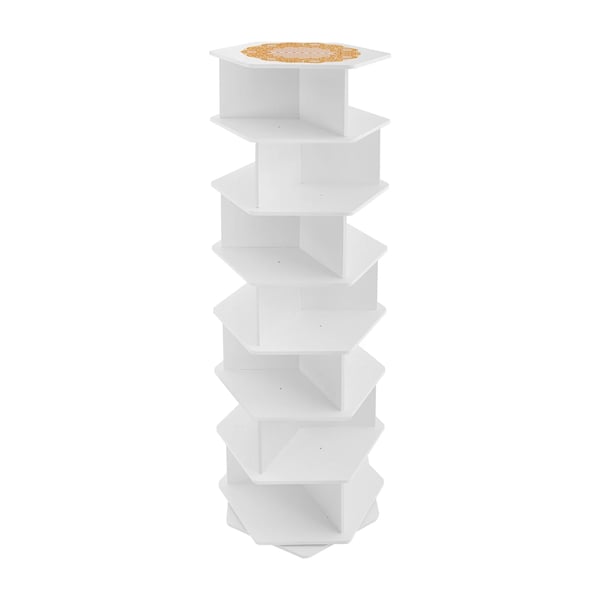 Skoreol - Skotårn - 7 hylder - 360° rotation - Sekskant - PVC-plader - 3 par pr. hylde - 50 kg total - Hvid