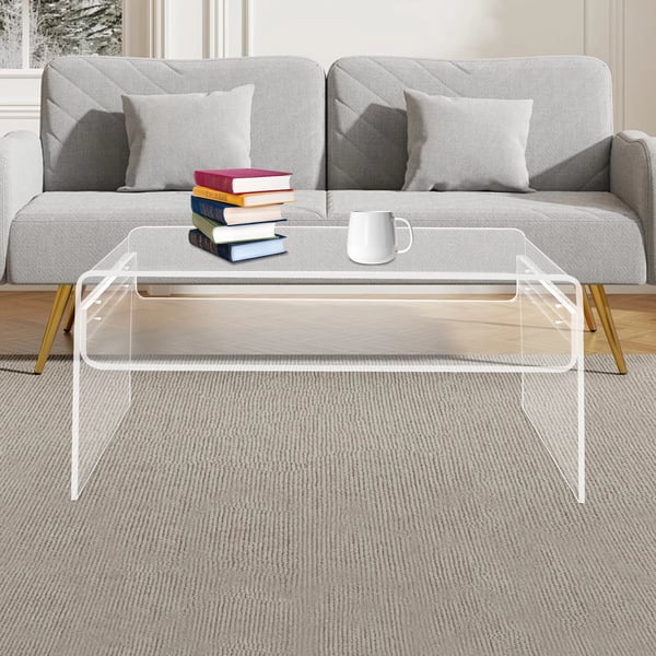 Sofabord i akryl - Stuebord - Moderne Design - Minimalistisk Stil - Sidebord - Gennemsigtig