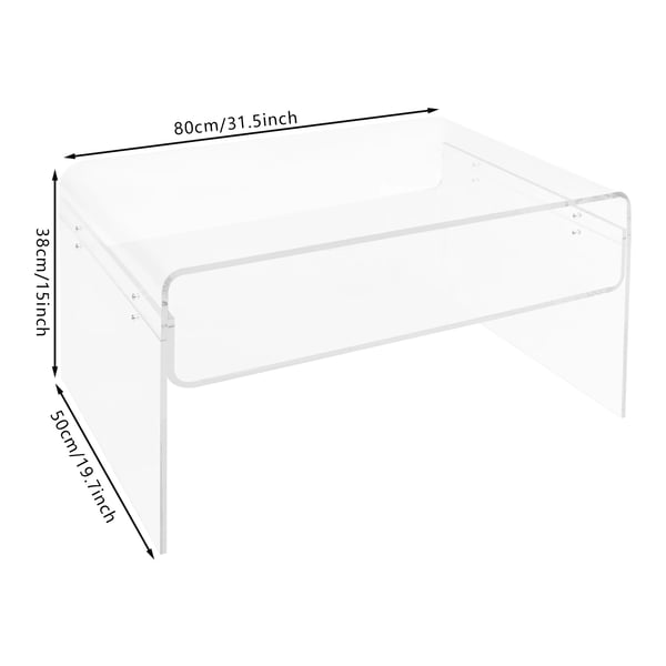 Sofabord i akryl - Stuebord - Moderne Design - Minimalistisk Stil - Sidebord - Gennemsigtig
