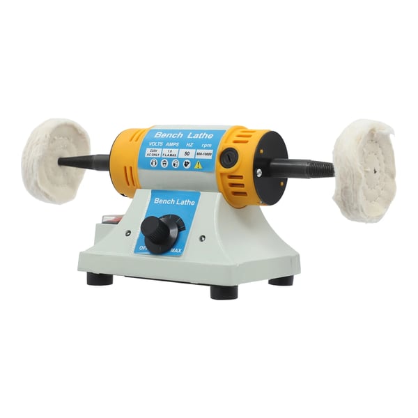 Rotationspolermaskin - Bänkpolerare - Justerbar Hastighet - Effekt 320 W - Varvtal 800–10000 rpm - Två Polerhjul - 220 V AC