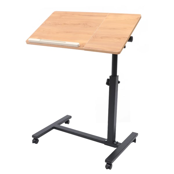 Laptopbord - Rullbord - Höj- och sänkbart 58–90 cm - Rektangulär bordsskiva - 4 länkhjul med broms