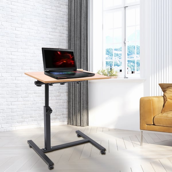 Laptopbord - Rullebord - Højdejusterbart 58–90 cm - Rektangulær bordplade - 4 låsbare hjul