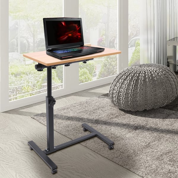 Laptopbord - Rullebord - Højdejusterbart 58–90 cm - Rektangulær bordplade - 4 låsbare hjul