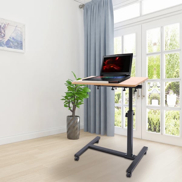 Laptopbord - Rullebord - Højdejusterbart 58–90 cm - Rektangulær bordplade - 4 låsbare hjul
