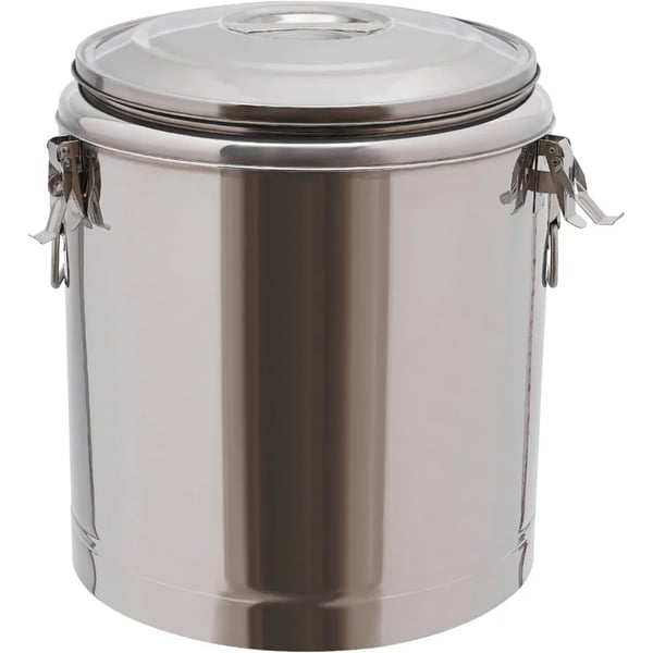 Termobeholder til mad - Isoleret spand med låg - 40 l - Rustfrit stål - Holder varmt i 12 t - Hvid