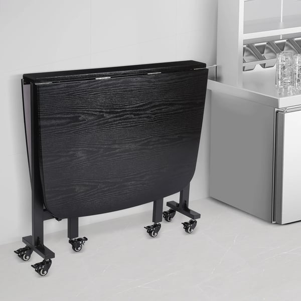 Multifunktionelt bord - Spisebord/Køkkenbord - Sammenklappeligt - Rektangulært - 6 bremsehjul - 120×80×75 cm - Rustfrit stål - Til 4 personer - Sort