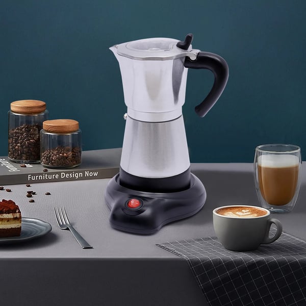 Elektrisk kaffemaskine - Moka/Espresso-kande - Kapacitet 300 ml, 6 Kopper - Effekt 480 W - Sikkerhedsfunktion - Til hjem og café