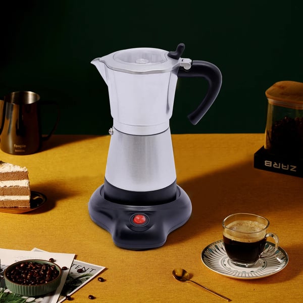 Elektrisk kaffemaskine - Moka/Espresso-kande - Kapacitet 300 ml, 6 Kopper - Effekt 480 W - Sikkerhedsfunktion - Til hjem og café