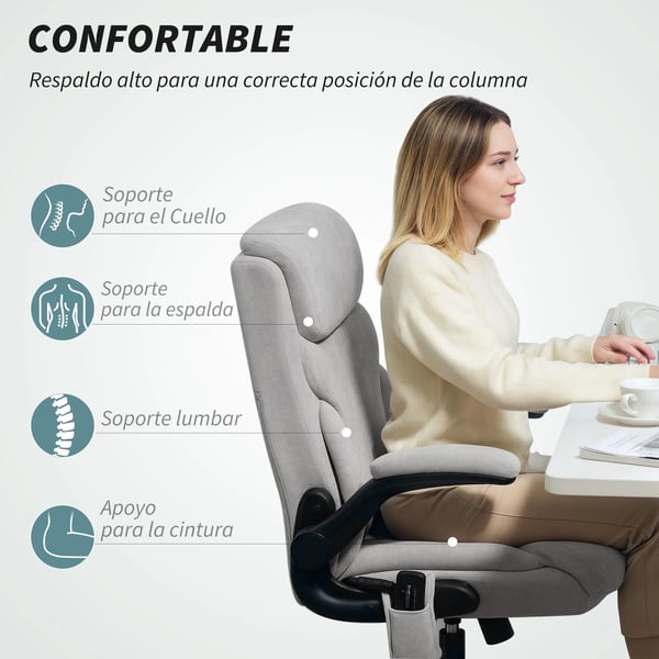 Kontorsstol - Chefstol - Massage och Värme - Ergonomisk Hög Rygg - Justerbar Höjd - Fällbara Armstöd - Syntetiskt Läder - Fjärrkontroll - Grå
