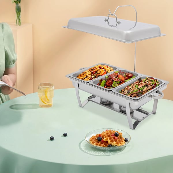 Chafing Dish Buffetvarmer - Serveringsvarmer - Rustfrit Stål - Til Catering, Restaurant & Hotel - Kommerciel