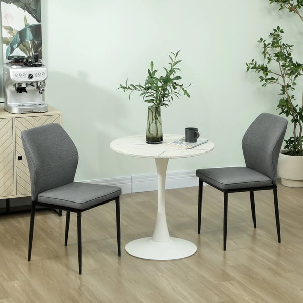 Set med 2 matstolar - Matstol - Konstsammet - Böjd rygg - Stålben - 45×57×86 cm - Mörkgrå