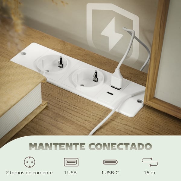 Byrå - Sovrumskommod - 8 Tyglådor - Syntetiskt Teddytyg - USB-C Laddstation - Grå