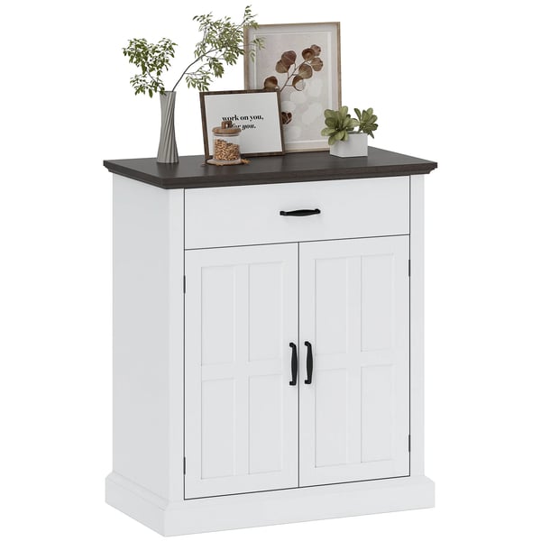 Rustik skänk - Sideboard - 2 Dörrar - 1 Låda - Justerbar Hylla - 75,2 x 40 x 91,5 cm - Vit