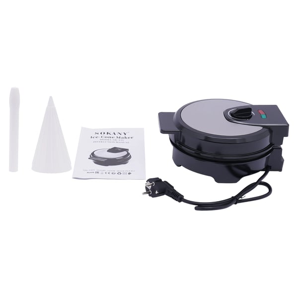Jäätelötötterö- ja rullavohvelikone - Sähköinen vohvelirauta - 1200 W - Tarttumaton pinnoite - 150–200 °C - 220–240 V - 24×21×10,5 cm - Musta