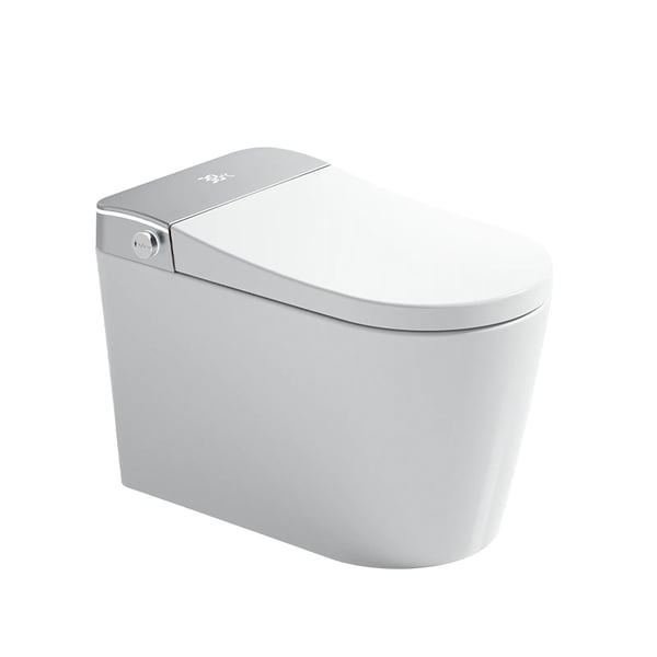 Smart bidettoilet - Én-dels gulvmodel - 220V - Opvarmet sæde - Automatisk låg - Fjernbetjening - Bevægelig dyse - 3/6L Sifon Dobbelt Skyl - Hvid