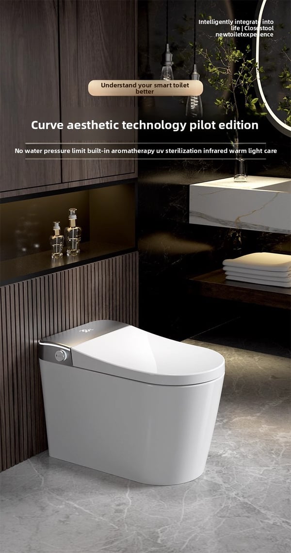 Smart bidettoilet - Én-dels gulvmodel - 220V - Opvarmet sæde - Automatisk låg - Fjernbetjening - Bevægelig dyse - 3/6L Sifon Dobbelt Skyl - Hvid