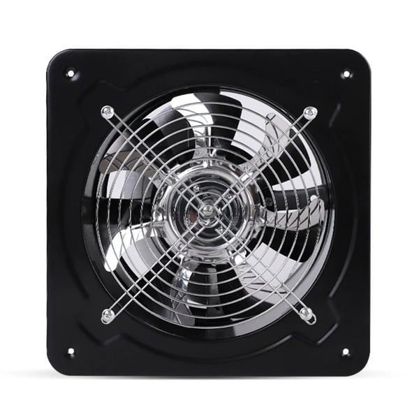 Industriel aftræksventilator - Aksial ventilator - 20 cm, 850 m³/t, 80 W, 220 V, 7 Stålblade, Fugtbeskyttet motor - Sort