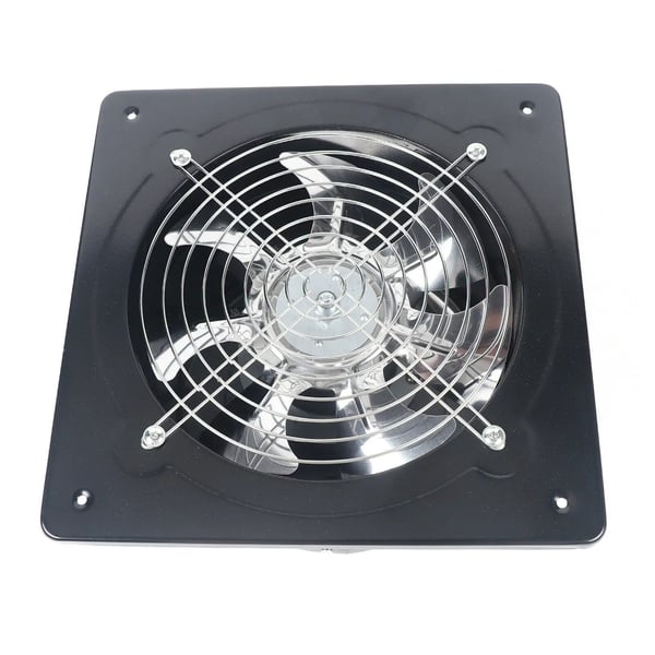 Industriel aftræksventilator - Aksial ventilator - 20 cm, 850 m³/t, 80 W, 220 V, 7 Stålblade, Fugtbeskyttet motor - Sort
