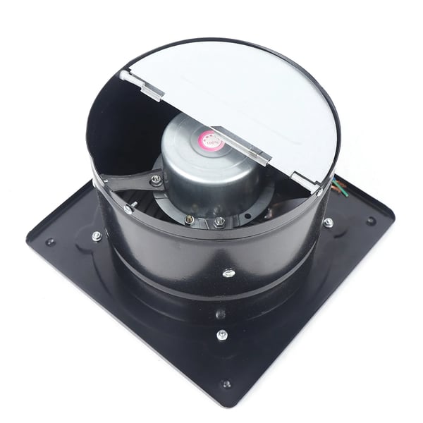 Industriel aftræksventilator - Aksial ventilator - 20 cm, 850 m³/t, 80 W, 220 V, 7 Stålblade, Fugtbeskyttet motor - Sort