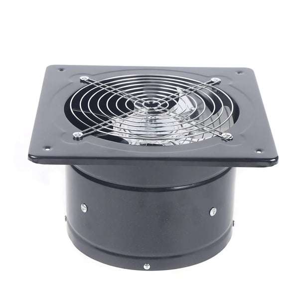 Industriel aftræksventilator - Aksial ventilator - 20 cm, 850 m³/t, 80 W, 220 V, 7 Stålblade, Fugtbeskyttet motor - Sort