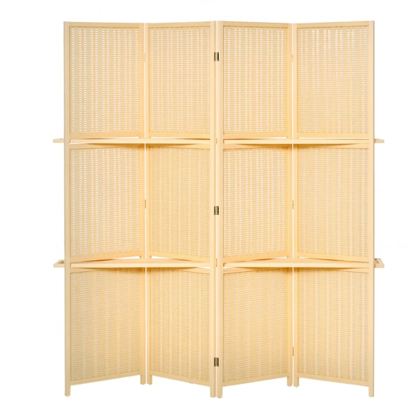 Rumsavdelare - Vikskärm - 4 Paneler - Glaspärlor - Hopfällbar - 2 Avtagbara Hyllor - 180×180 cm Rumsavdelare - Vikskärm - 4 Paneler - Glaspärlor - Hopfällbar - 2 Avtagbara Hyllor - 180×180 cm