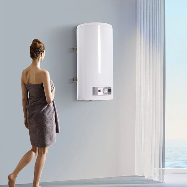 Elektrisk vandvarmer / varmtvandsbeholder - Vægmonteret - 50 l - 2000 W - Rustfrit stål - Digitalt display - Sikker og energieffektiv - Hvid