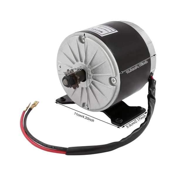 El-løbehjul Motor - DC Permanentmagnet Børstet - 24V 350W - Højt Moment - 2700 o/min - 11-tands gear - 4-polet - Støbejern